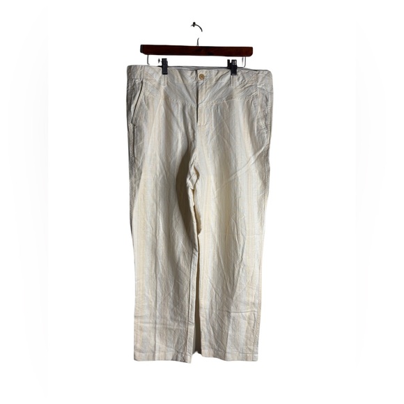 Gap Girlfriend Chino white and gold linen‎ pants size 16 - Picture 1 of 8